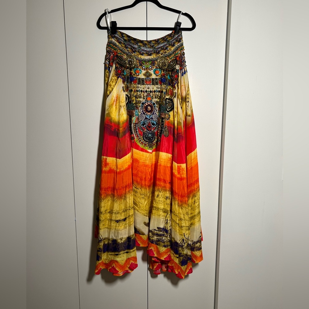 Camilla heavy embellished desert print Silk Maxi Skirt Size 2